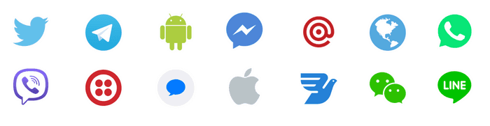 A series of popular messaging app logos that provides an example of available channels